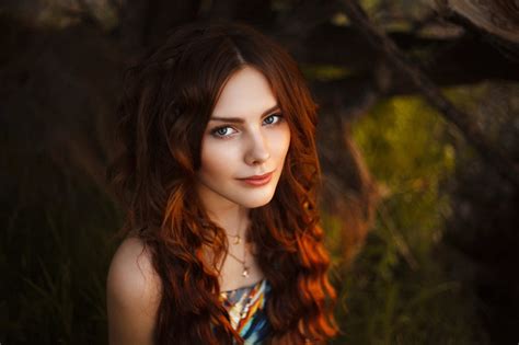 Wallpaper Face Sunlight Forest Women Redhead Model Long Hair