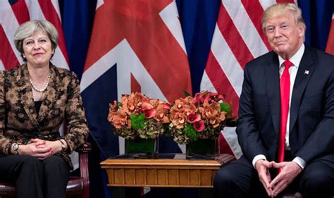 donald trump  theresa  talks   presidential visit  uk politics news express