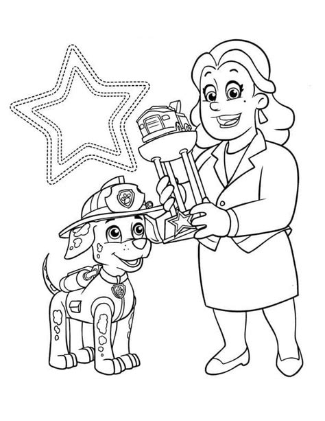 paw patrol marshall  mayor goodway coloring page  print