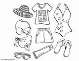 Clothes Summer Coloring Pages Beach Kids Fun Printable Color Print Adults sketch template