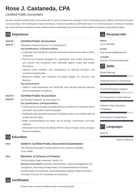 cpa resume template word