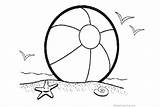 Beach Coloring Ball Pages Starfish Birds Kids Printable sketch template