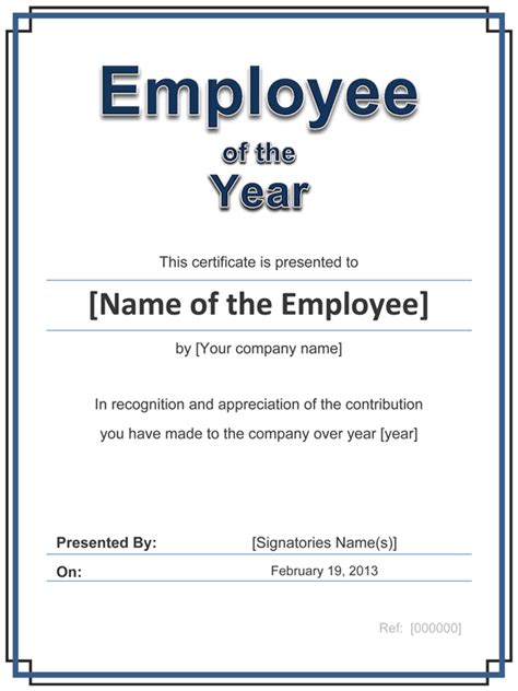 employee award certificate  template  microsoft word