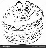 Hamburger Burger Coloring Cheeseburger Colouring Stock Depositphotos Illustration Book Vector sketch template