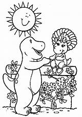 Barney Coloring Pages Flower Bop Baby Garden Print Button Through Grab Welcome Also Kids Size sketch template
