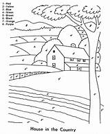Country Number Color Easy House Coloring Pages Kids Printable sketch template