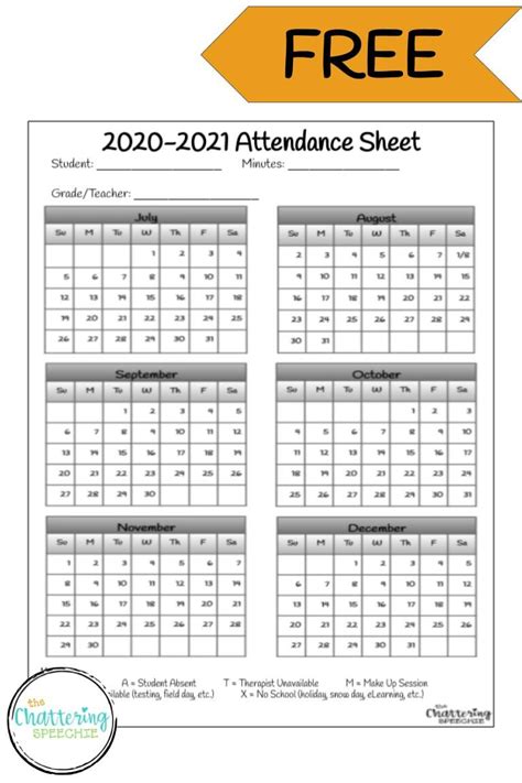 attendance register  template