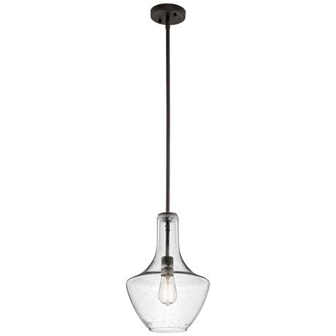 Kichler Everly Small Pendant In Seeded Glass And Olde Bronze