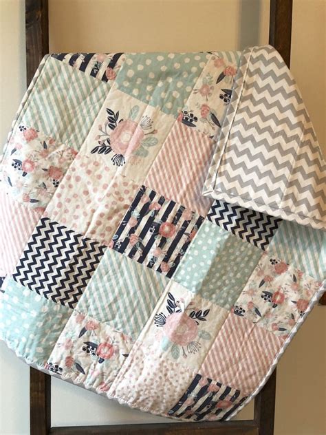 floral baby quilt baby girl quilt toddler quilt nursery bedding