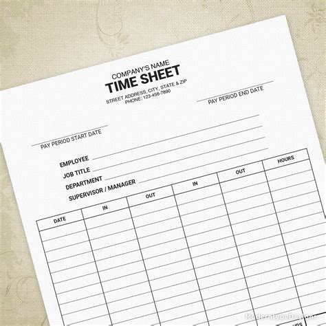 printable time sheets