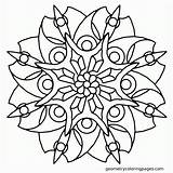 Mandala Coloring Flower Pages Printable Geometry Simple Geometric Mandalas Patterns Blade Drawing Colouring Abstract Easy Color Sacred Floral Rose Kids sketch template