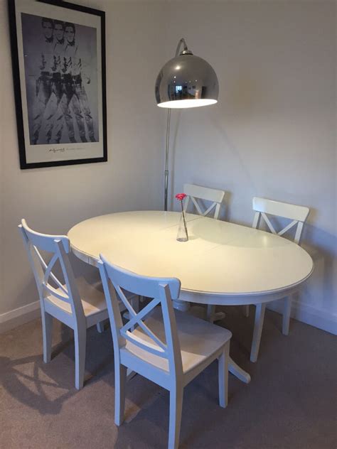 ikea extendable dining table ingatorp  ingolf dining chairs white
