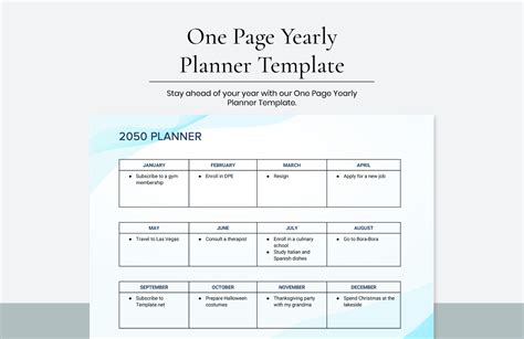 yearly planner template   word google docs excel