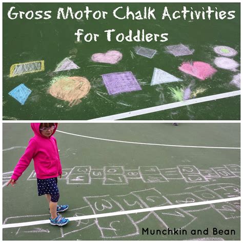 munchkin  bean gross motor chalk activities  toddlers