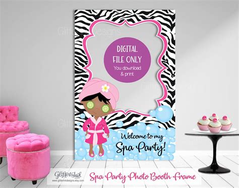 printable  spa party photo booth frame african american glam