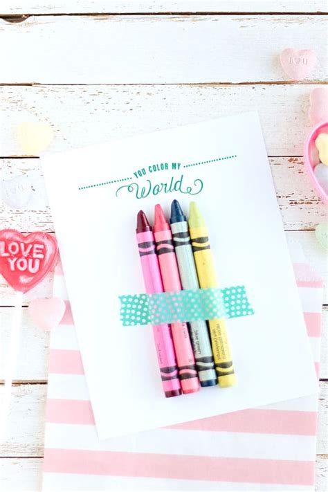 color  world valentines  printable diy candy