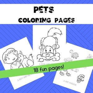 pets coloring pages coloring pets fun coloring activity etsy
