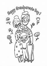 Coloring Pages Grandparents Happy sketch template
