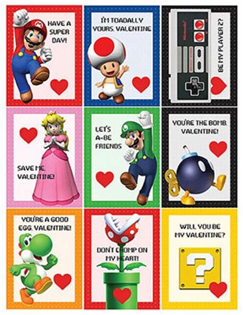 printable mario valentines cards