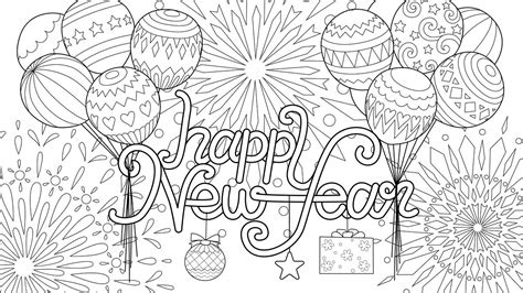 happy  year  coloring activity pages fun  printable