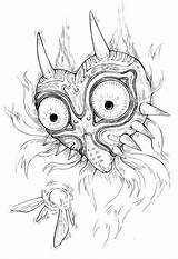 Zelda Coloring Legend Mask Majora Pages Tattoo Link Drawing Dibujos Majoras Breath Wild 지훈 Tattoos sketch template