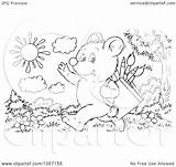 School Bear Cub Coloring Outline Illustration Walking Royalty Clip Bannykh Alex Clipart sketch template
