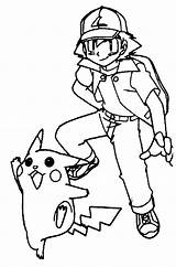 Coloring Pokemon Pages Pikachu Satoshi sketch template