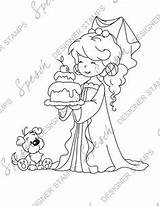 Digital Stamps Princess Cake Coloring Pages Sylvia Stamp Digi Embroidery Doodles Drawing Line sketch template