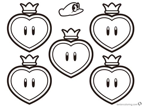 super mario odyssey coloring pages  life  hearts  printable