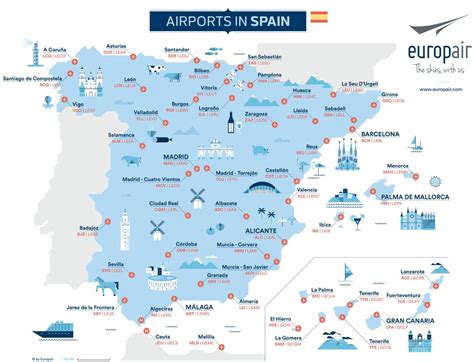 map  spain airports airports location  international airports