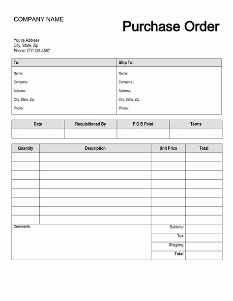 purchase order template word elcacerolazo
