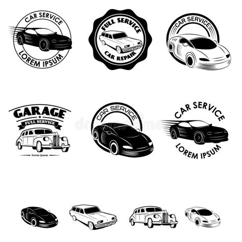 grupo de etiquetas  servico  carro grupo de icones dos carros  vintage ele  projeto