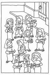 Ten Coloring Virgins Sheets Parable Bible School Sunday Pages Las Crafts Bridesmaids Lessons Parables Vírgenes Activities Kids Template sketch template