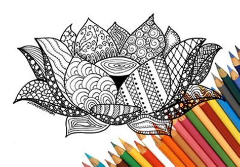 lotus flower coloring page  print downloads printable page etsy