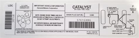 chrysler catalyst emission label underhood stickers httpwwwvinslabelscom general