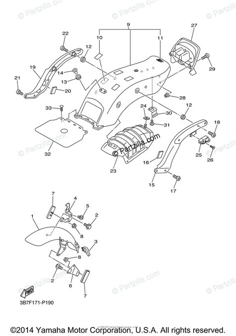 yamaha motorcycle  oem parts diagram  fender partzillacom
