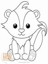 Coloring Woodland Printable Pages Skunk Forest Kids Animal Simple Mom Project sketch template