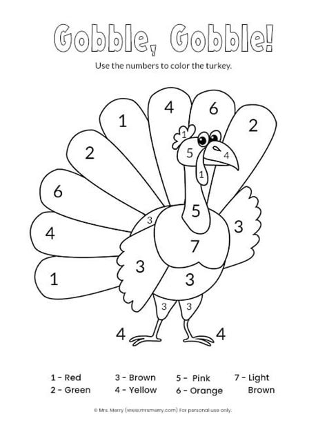 turkey coloring  number pages