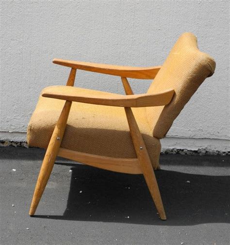 Vintage Midcentury Modern Blonde Wood Upholstered Chair Blonde Wood