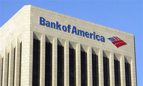 logo   bank  america  pictured atop  bank  america building  downtown los