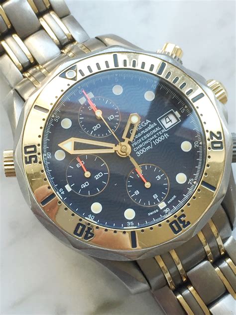 rare titanium rose gold tantalum omega seamaster  professional diver chronograph ref