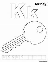 Key Coloring Pages Alphabet Printable Practice Kids Letter Color Handwriting Template Colouring Preschool Worksheets Sheets Print Keyhole Book Outline Words sketch template