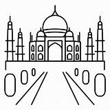 Mahal Taj Building Landmark sketch template