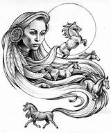 Coloring Native American Indian Pages Adult Drawing Pencil Drawings Airbrush Adults Easy Girl Horse Indians Girls Sheets Yurkovich Lauren Tattoo sketch template