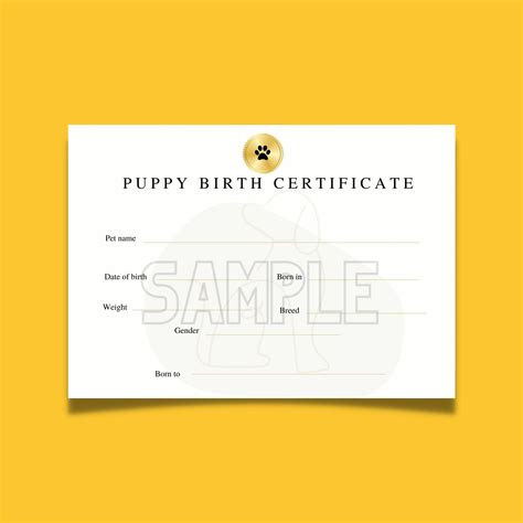 printable puppy birth certificate template puppy birth
