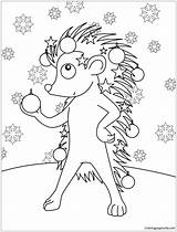 Christmas Hedgehog Pages Coloring Decorated Color Printable Coloringpagesonly sketch template