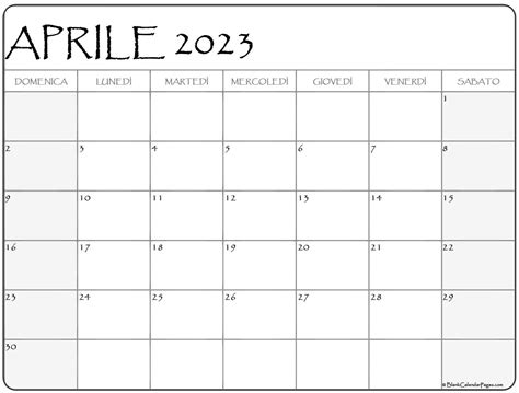 aprile  calendario gratis italiano calendario aprile