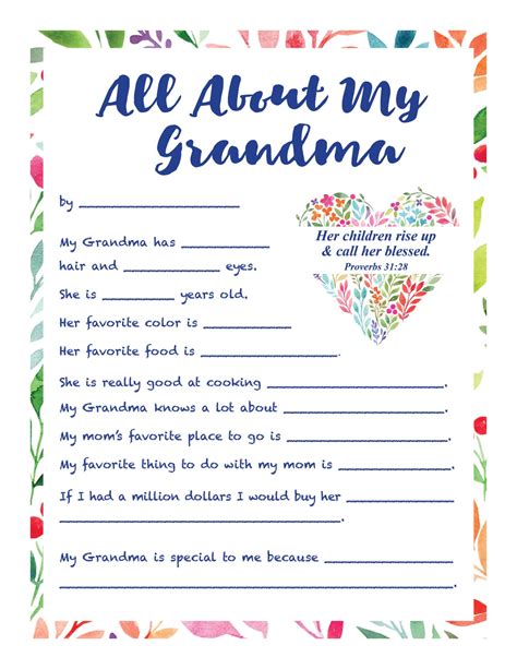 grandma fill   blank printable