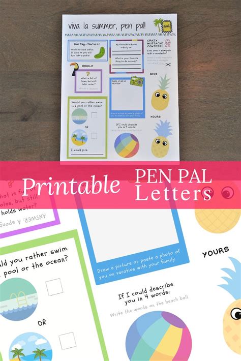 printable  pal letter templates penpal  pal kit  pal letters