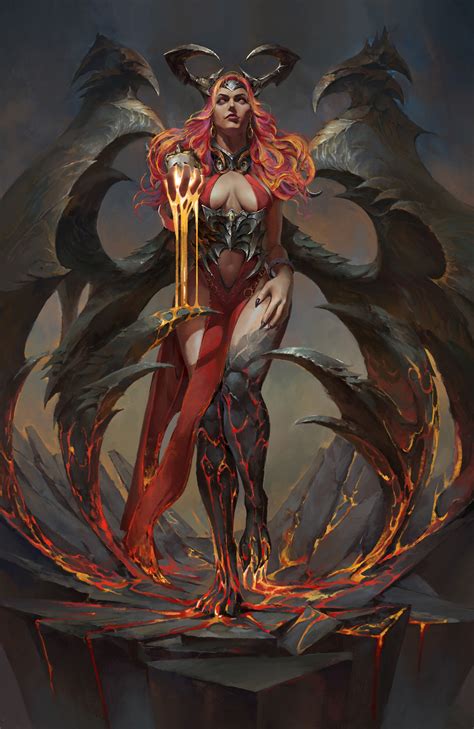 wallpaper demon girls artwork demon horns wings  scyther  hd